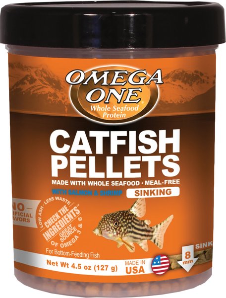 Omega One Sinking Catfish Pellets with Shrimp Freshwater & Saltwater Fish Food, 4.5-oz jar slide 1 of 4