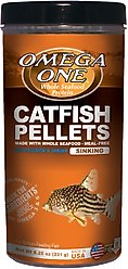 Omega One Sinking Catfish Pellets with Shrimp Freshwater & Saltwater Fish Food, 8.25-oz jar