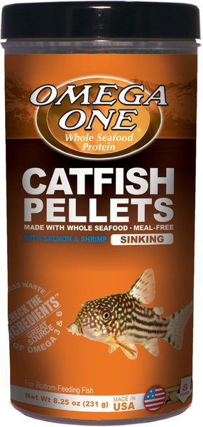 Omega One Sinking Catfish Pellets with Shrimp Freshwater & Saltwater Fish Food, 8.25-oz jar slide 1 of 4