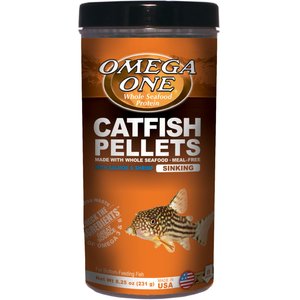 Omega One Sinking Catfish Pellets with Shrimp Freshwater & Saltwater Fish Food, 8.25-oz jar