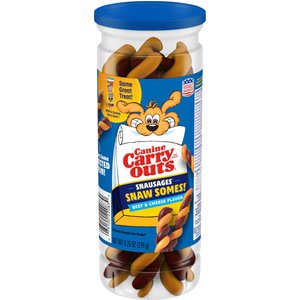 Canine Carry Outs Snausages Snaw Somes! Beef & Cheese Flavor Dog Treats, 9.75-oz bottle
