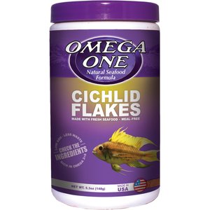 OMEGA ONE Super Color Cichlid Pellets Sinking Fish Food 20 oz jar