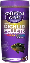 Omega One Medium Cichlid Pellets Floating Fish Food, 6.5-oz jar