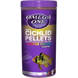 Omega One Small Cichlid Pellets Floating Fish Food, 6.5-oz jar