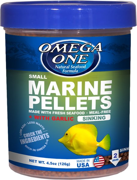 Omega One Small Marine Pellets with Garlic Fish Food, 4.5-oz jar slide 1 of 1