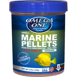 Omega One Small Marine Pellets with Garlic Fish Food, 4.5-oz jar