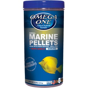 Omega One Small Marine Pellets with Garlic Fish Food, 8.25-oz jar