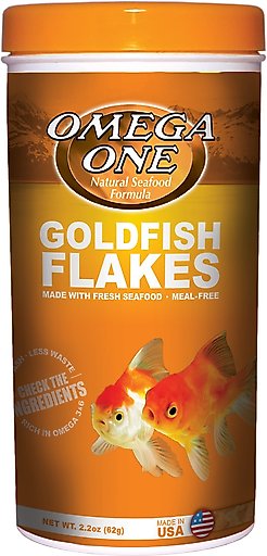 Omega One Protein Enhanced Goldfish Flakes Fish Food, 2.2-oz jar