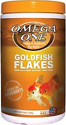 Omega One Protein Enhanced Goldfish Flakes Fish Food, 5.3-oz jar