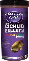 Omega One Super Color Cichlid Pellets Sinking Fish Food, 9-oz jar
