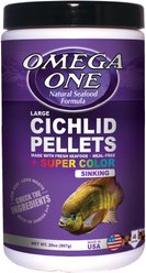 Omega One Super Color Cichlid Pellets Sinking Fish Food, 20-oz jar