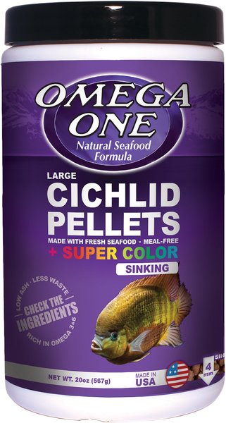 Omega One Super Color Cichlid Pellets Sinking Fish Food, 20-oz jar slide 1 of 1