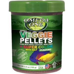 Omega One Super Veggie Kelp Pellets Floating Algae Grazers Fish Food, 3.5-oz jar