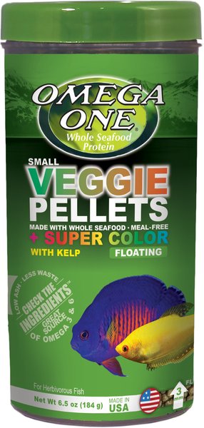 Omega One Super Veggie Kelp Pellets Floating Algae Grazers Fish Food, 6.5-oz jar slide 1 of 3