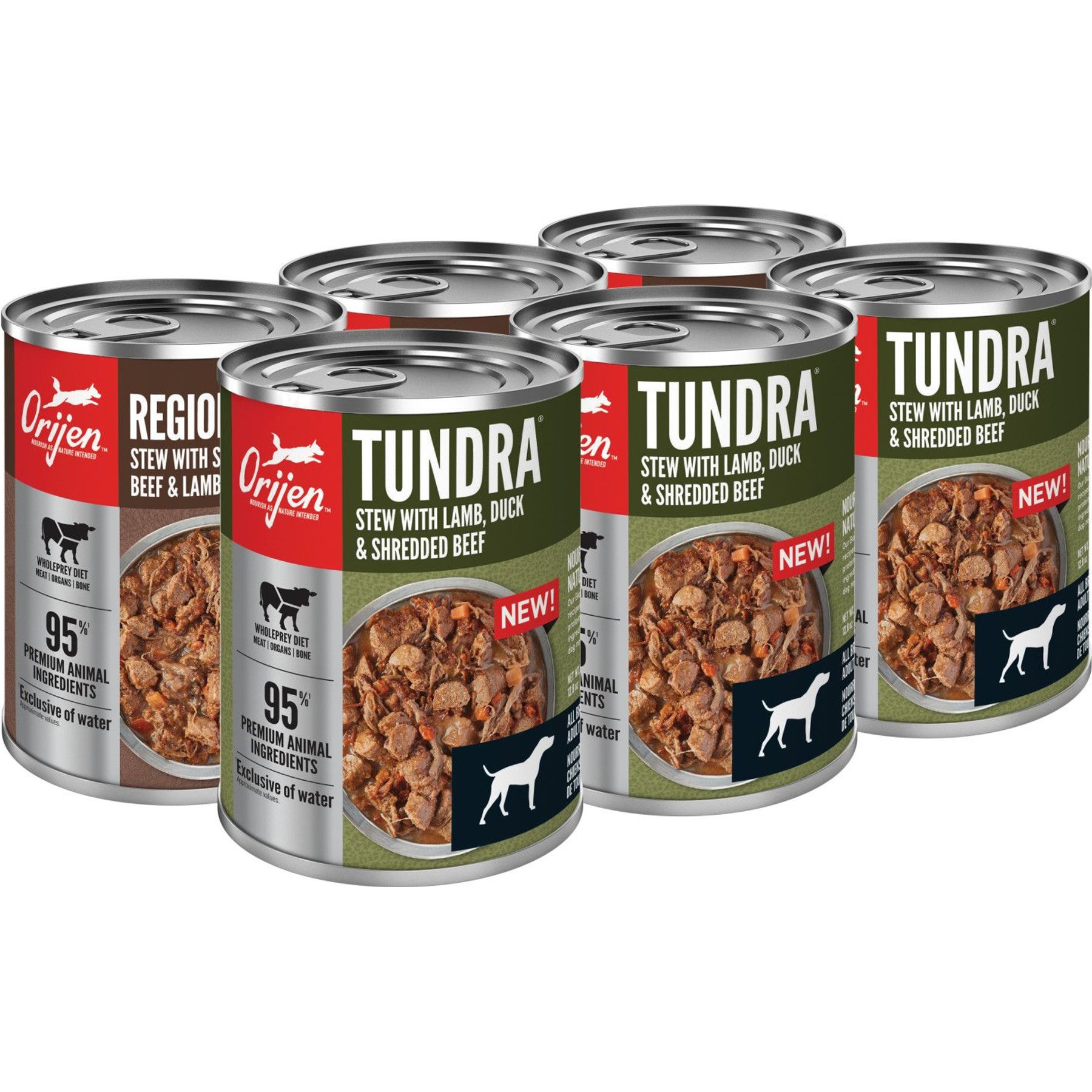 Orijen Regional Red Tundra Entree Variety Pack Grain Free Wet Dog Food 12.8 oz Can Case of 6