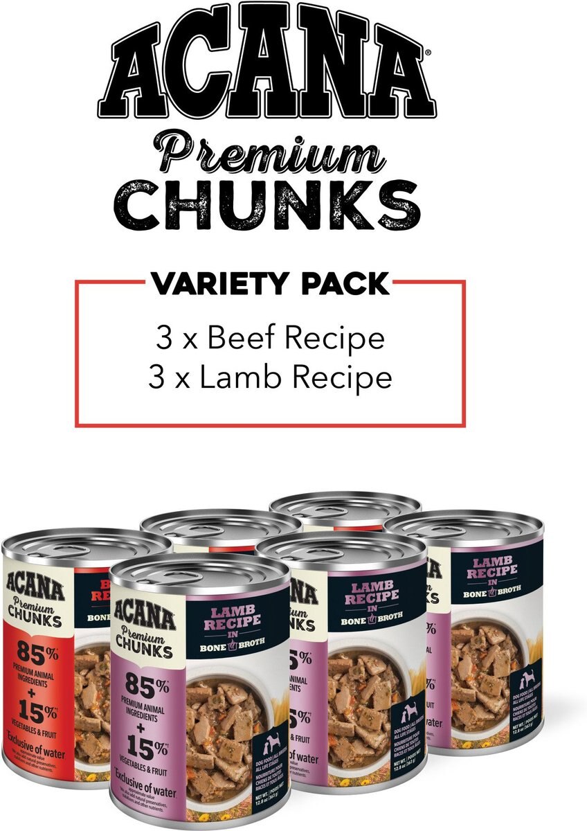 ACANA Lamb & Beef Recipe Variety Pack GrainFree Wet Dog Food, 12oz