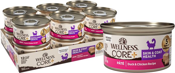 WELLNESS CORE+ Skin & Coat Duck & Chicken Natural Grain-Free Pate Wet ...