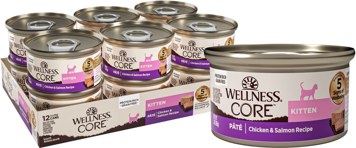 WELLNESS CORE Kitten Chicken & Salmon Natural Grain-Free Pate Wet Cat ...