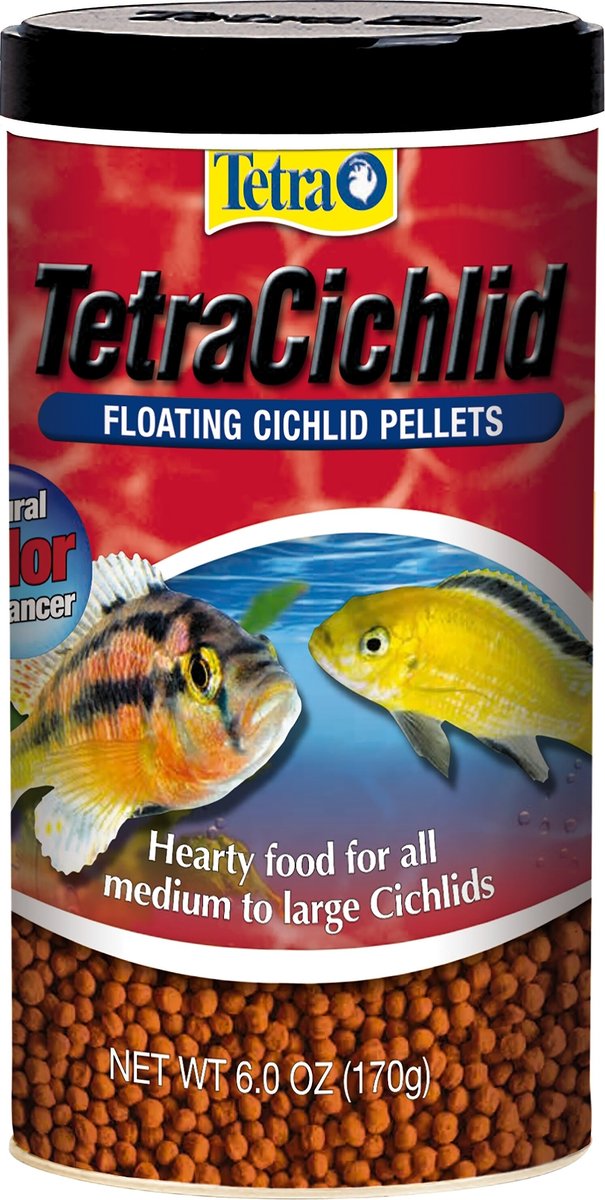 TETRA Cichlid Floating Cichlid Pellet Fish Food, 6oz jar