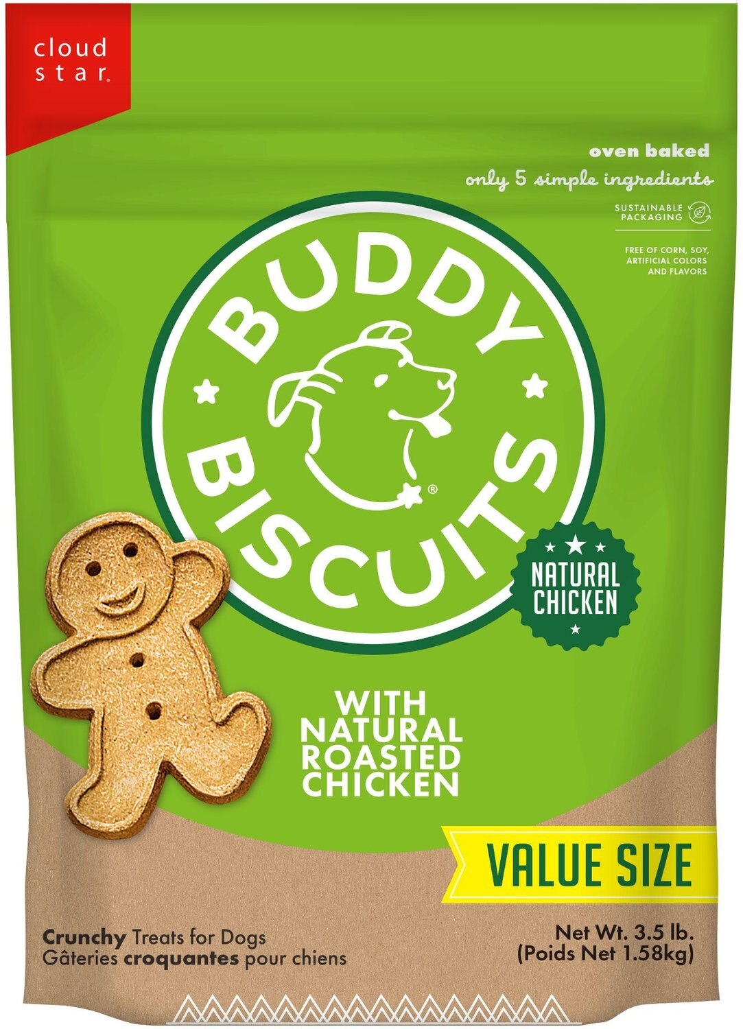 BUDDY BISCUITS with Roasted Chicken Oven Baked Dog Treats, 3.5-lb bag ...