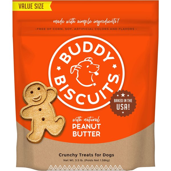 BUDDY BISCUITS Original Oven Baked with Peanut Butter Dog Treats, 3.5 ...