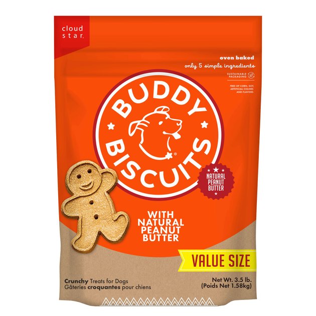 BUDDY BISCUITS Original Oven Baked with Peanut Butter Dog Treats, 3.5 ...