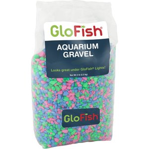 GloFish Fluorescent Aquarium Gravel, Pink/Green/Blue, 5-lb bag