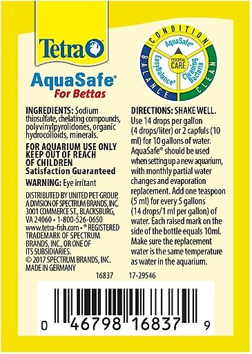 Tetra AquaSafe Aquarium Water Conditioner, 1.69-oz bottle