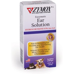 Zymox Ear Infection Solution with .5% Hydrocortisone for Dogs & Cats, 1.25-oz bottle