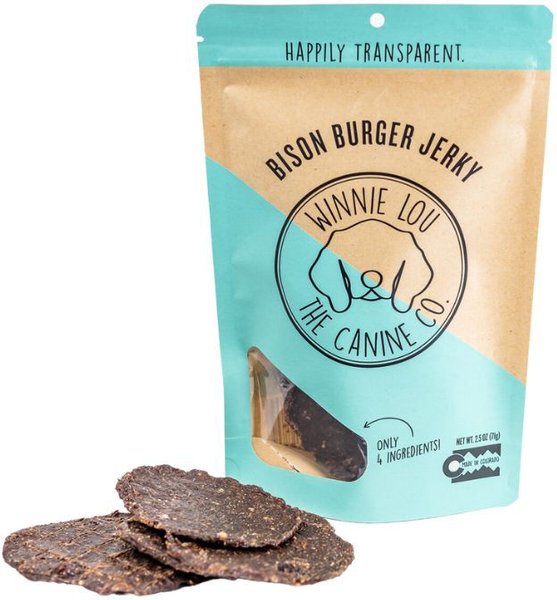 WINNIE LOU Bison Burger Jerky Dog Treats, 2.5-oz bag - Chewy.com