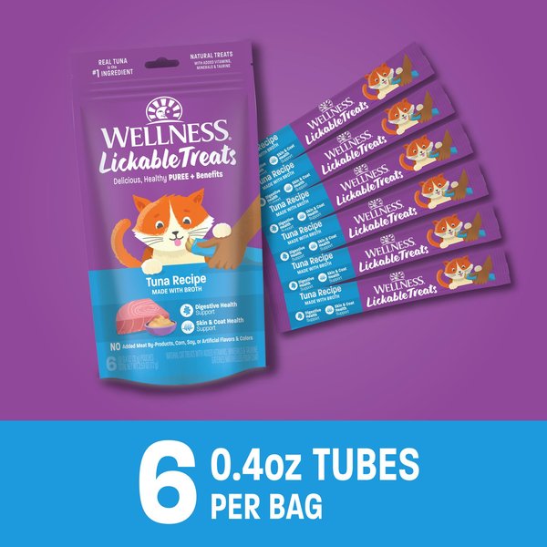 Wellness Lickable Treats Tuna Recipe Cat Treats, 0.4-oz pouch, pack of 6