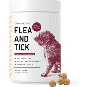 Chew + Heal Flea & Tick Support Soft Chew Supplement for Dogs, 180 count