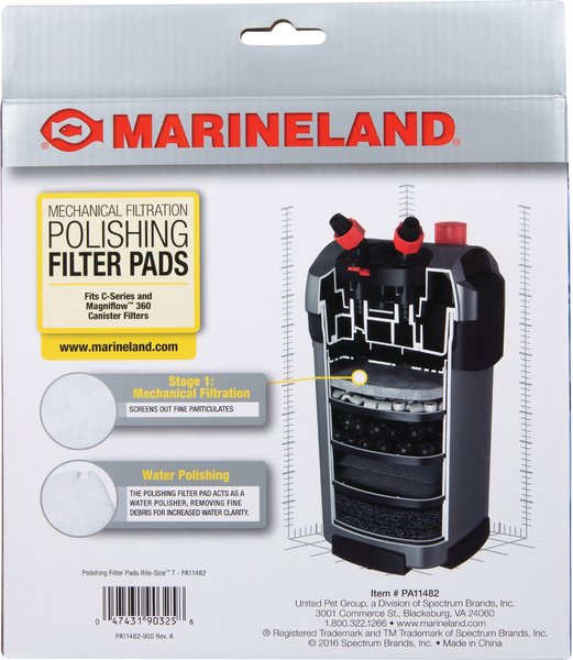 Marineland Rite-Size T, Fit C-Series, Magniflow 360 & 400 Mechanical Aquarium Filtration Polishing Filter Pads, 2 count