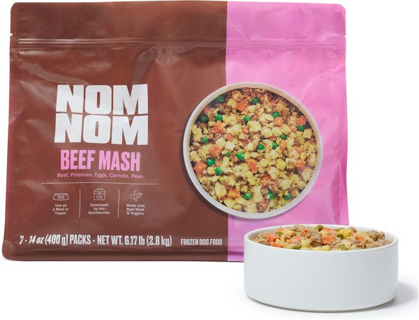 Nom Nom Freshly Made Frozen Grain Free Beef Mash Dog Food 14 oz pouch case of 7