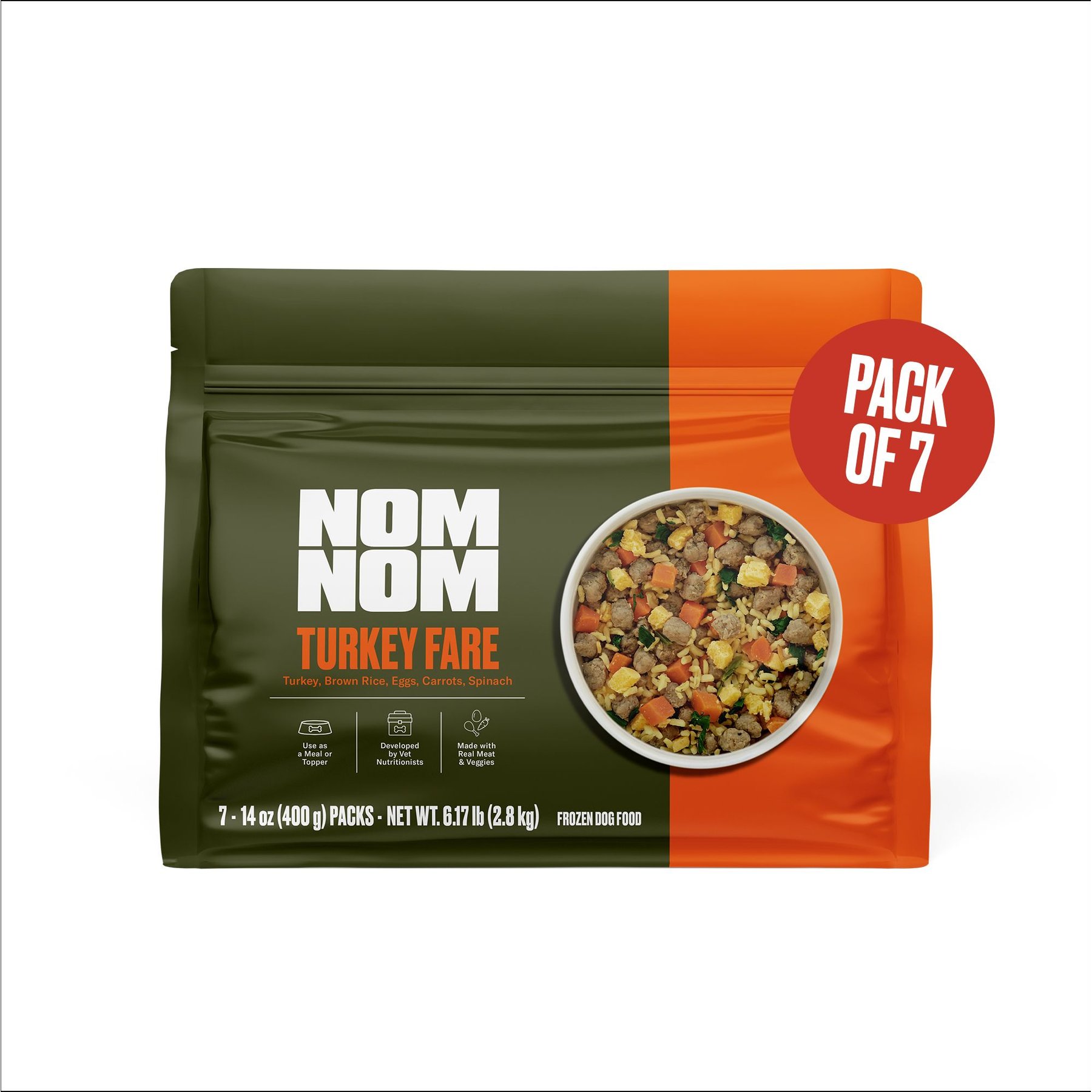 NOM NOM Freshly Made Frozen Turkey Fare Dog Food 14 oz pouch