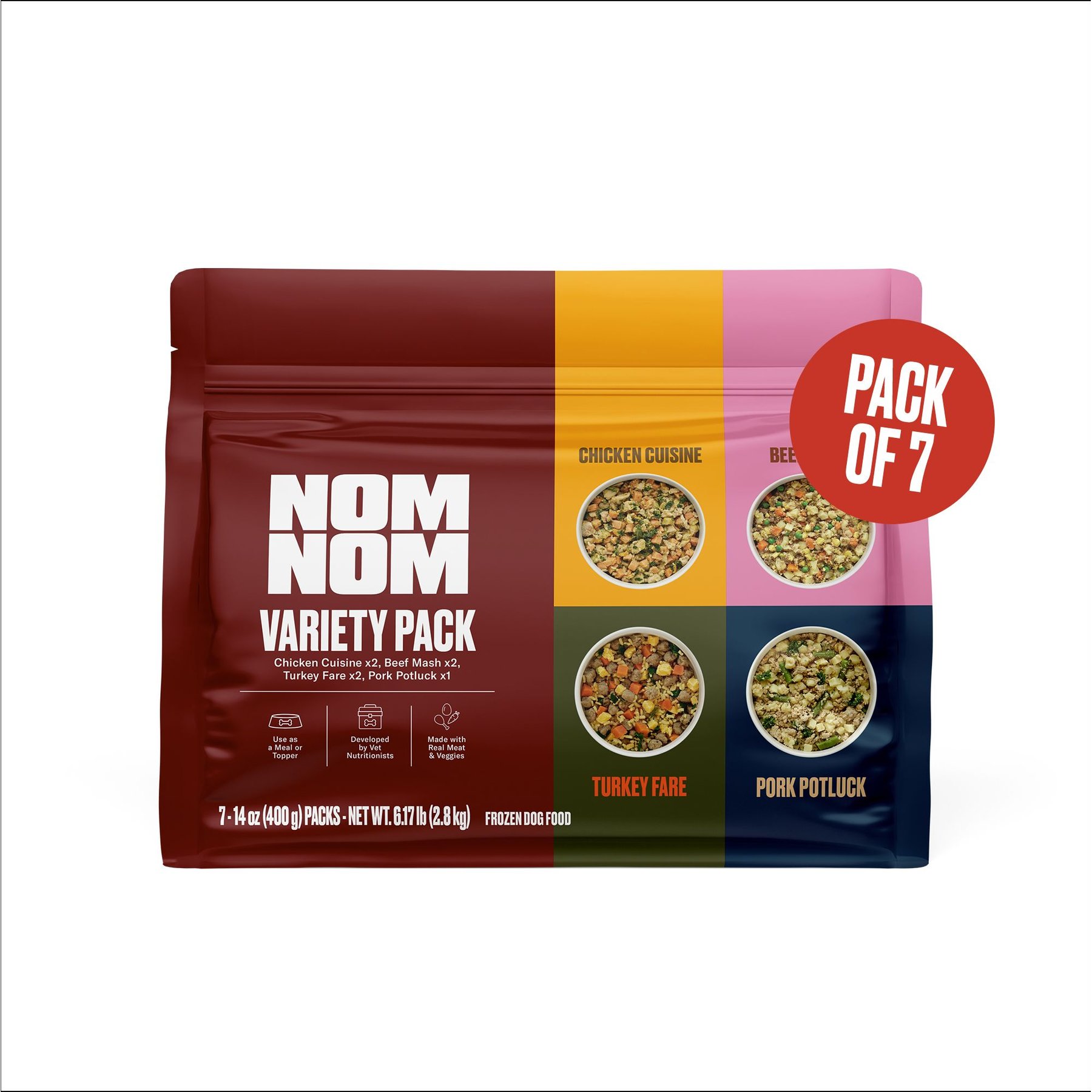 NOM NOM Freshly Made Frozen Variety Pack Dog Food 14 oz pouch