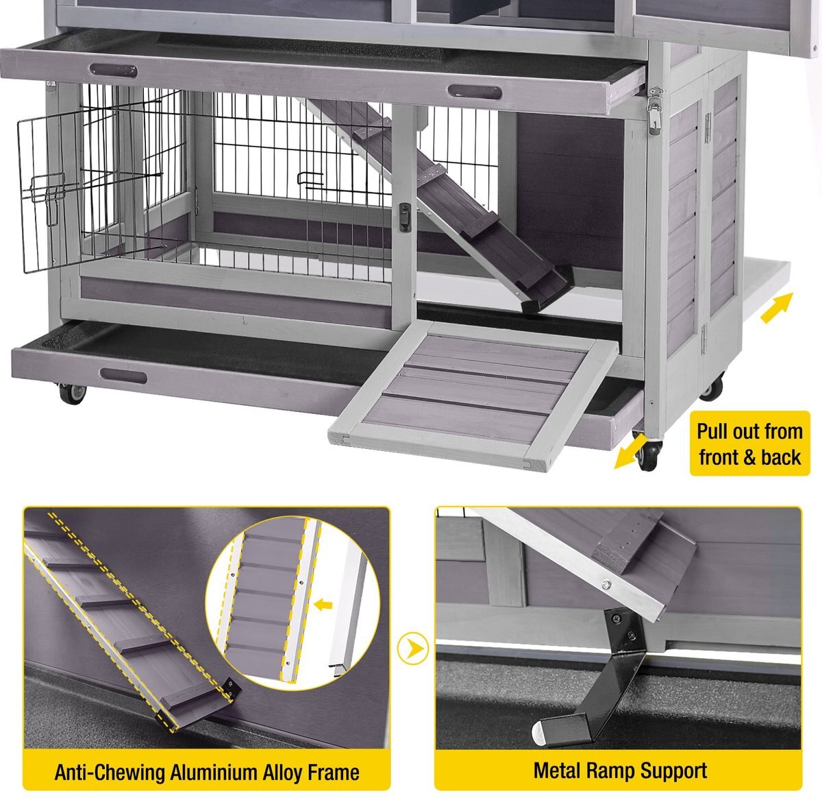 AIVITUVIN AIR18 F Folding Rabbit Hutch, Gray