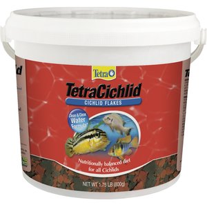 Tetra Cichlid Flakes Cichlid Fish Food, 1.75-lb bucket