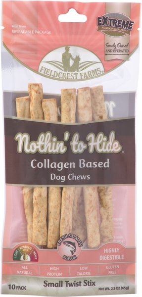 FIELDCREST FARMS Nothin' to Hide Small Twist Stixs Salmon Dog Chews, 10 ...