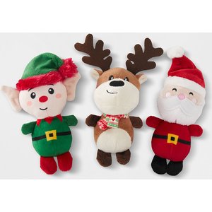 Frisco Holiday Santa's Helpers, 3 count, X-Small/Small + Holiday Ho Ho Ho Fetch Squeaky Tennis Ball Dog Toy, Medium, 3 count