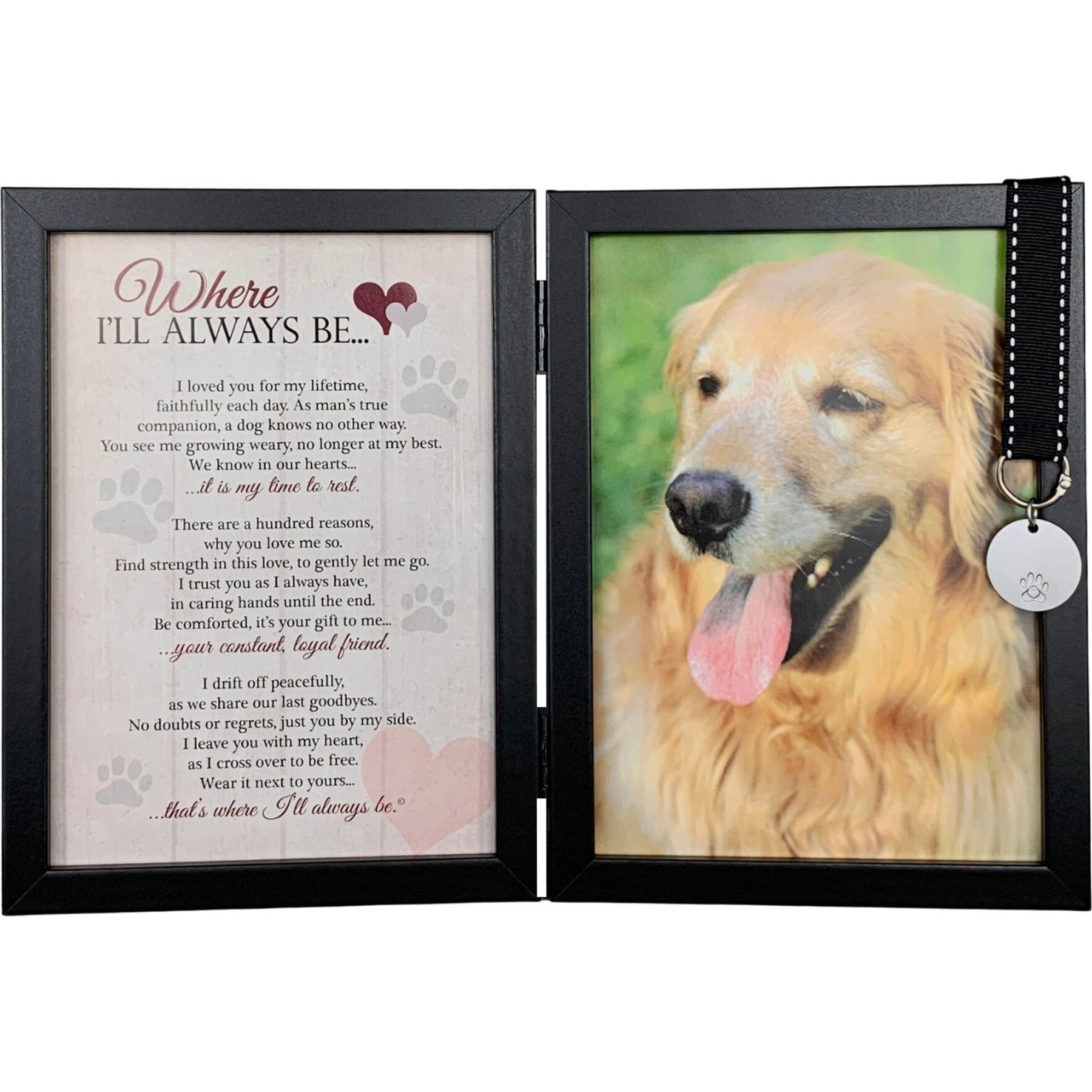Pawprints Left by You "Where I'll Always Be" Dog Memorial Picture Frame, 5 x 7-in