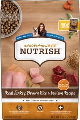 Rachael Ray Nutrish Real Turkey, Brown Rice & Venison Recipe Dry Dog Food, 5.5-lb bag