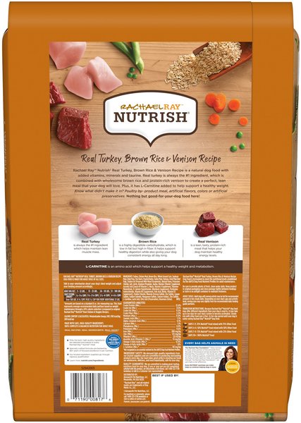 RACHAEL RAY NUTRISH Real Turkey Brown Rice Venison Recipe Health Weight Dry Dog Food 13 lb bag Chewy