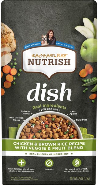 Rachael Ray Nutrish Dish Natural Chicken & Brown Rice Recipe with Veggies & Fruit Dry Dog Food, 3.75-lb bag slide 1 of 7