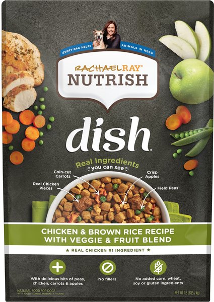 Rachael Ray Nutrish Dish Food for Dogs, Super Premium, Chicken & Brown Rice Recipe with Veggies & Fruit - 11.5 lb
