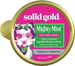 Solid Gold Mighty Mini Turkey & Hearty Vegetable Recipe in Gravy Grain-Free Small Breed Dog Food Cups, 3.5-oz cup, case of 12 slide 2 of 6