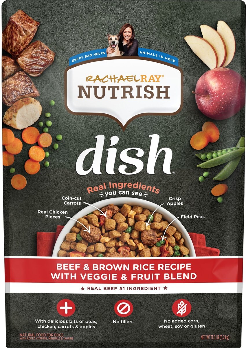Rachael Ray Nutrish Dish Beef & Brown Rice Recipe with Veggies, Fruit & Chicken Dry Dog Food