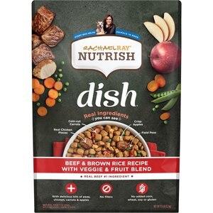 Rachael Ray Nutrish Dish Natural Beef & Brown Rice Recipe with Veggies, Fruit & Chicken Dry Dog Food, 11.5-lb bag