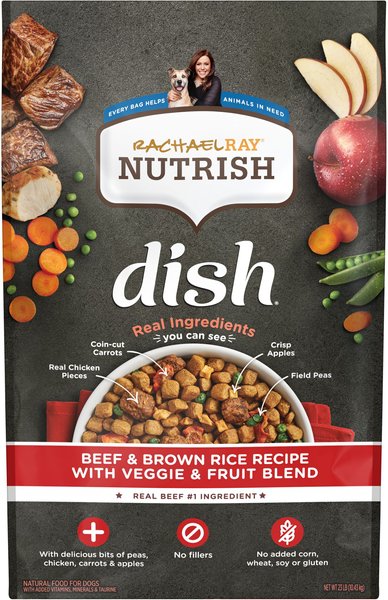 Rachael Ray Nutrish Dish Natural Beef & Brown Rice Recipe with Veggies, Fruit & Chicken Dry Dog Food, 23-lb bag slide 1 of 9