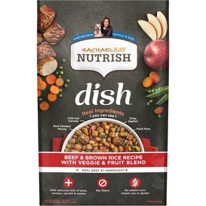 Rachael Ray Nutrish Dish Natural Beef & Brown Rice Recipe with Veggies, Fruit & Chicken Dry Dog Food, 23-lb bag